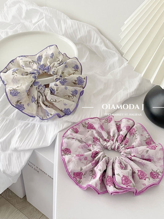 Large Floral Chiffon Scrunchie