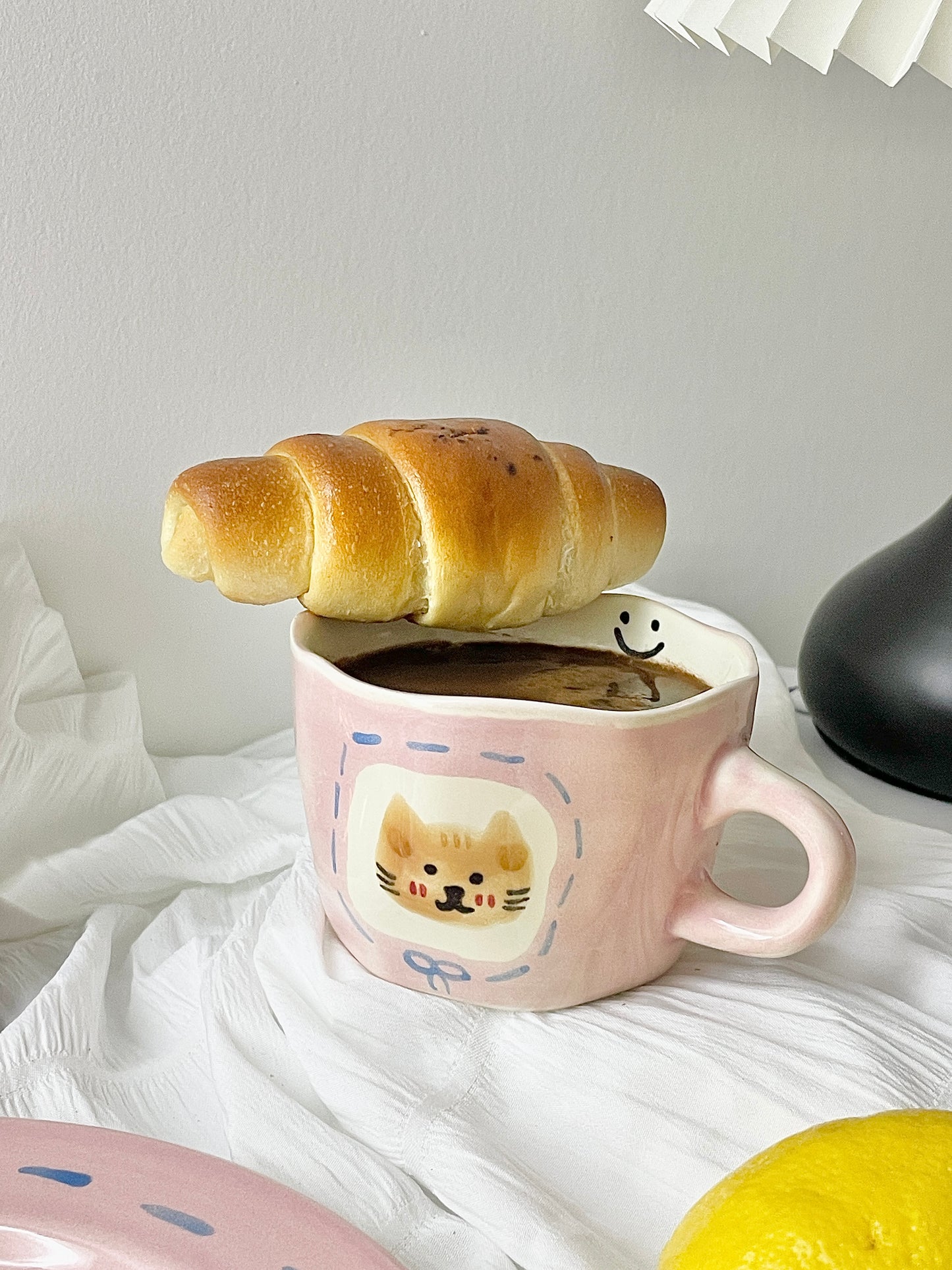 Cat Mug/ Cup with the Plate