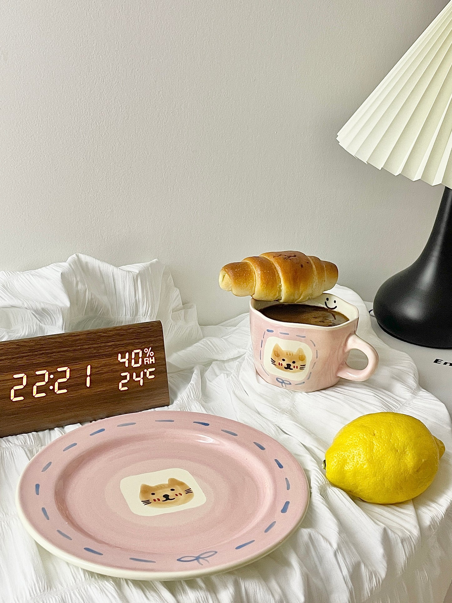 Cat Mug/ Cup with the Plate