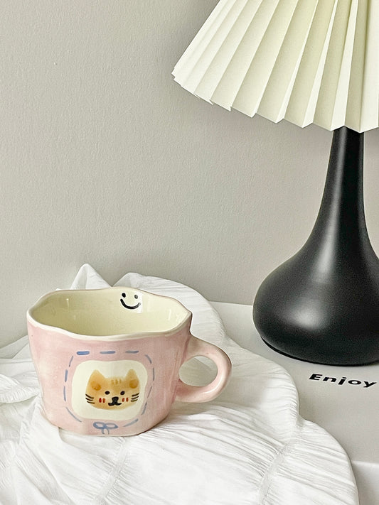 Cat Mug/ Cup with the Plate