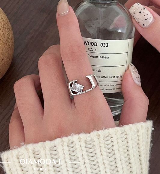 Sterling Silver Ring with Square Stone