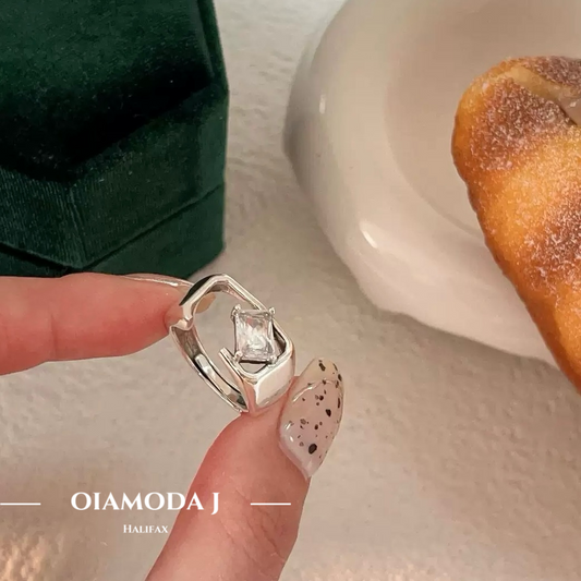 Sterling Silver Ring with Square Stone