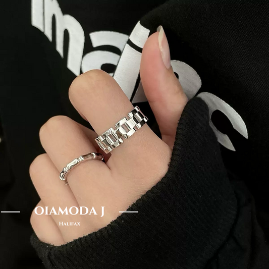 Watch Bracelet Inspired Sterling Silver Ring