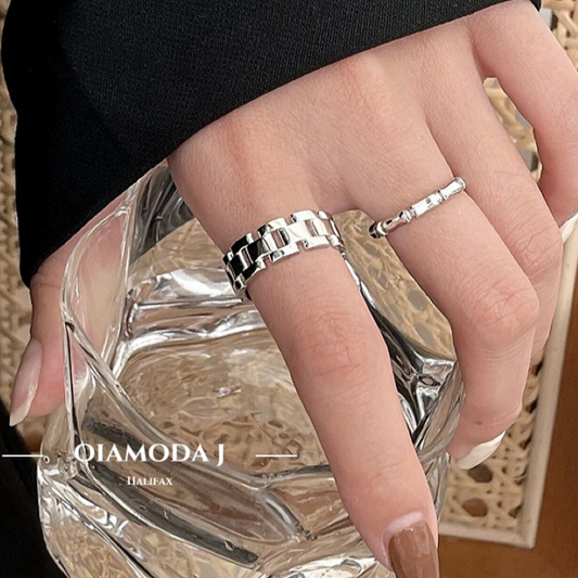 Watch Bracelet Inspired Sterling Silver Ring