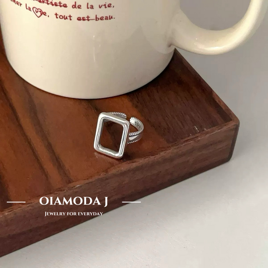 Open Rectangle Ring in Sterling Silver