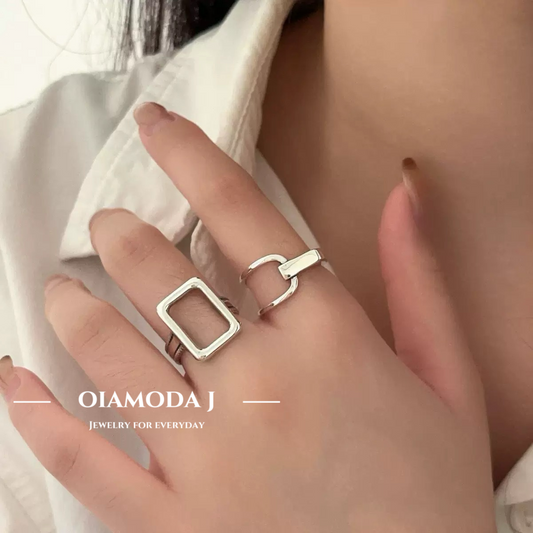 Open Rectangle Ring in Sterling Silver