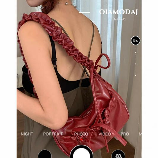 Bow-Detailed Scrunched Strap Bag (3 Colors)