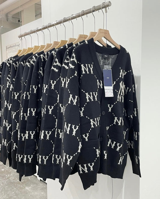 MLB Diamond Monogram Front Panel Pattern Cardigan New York Yankees