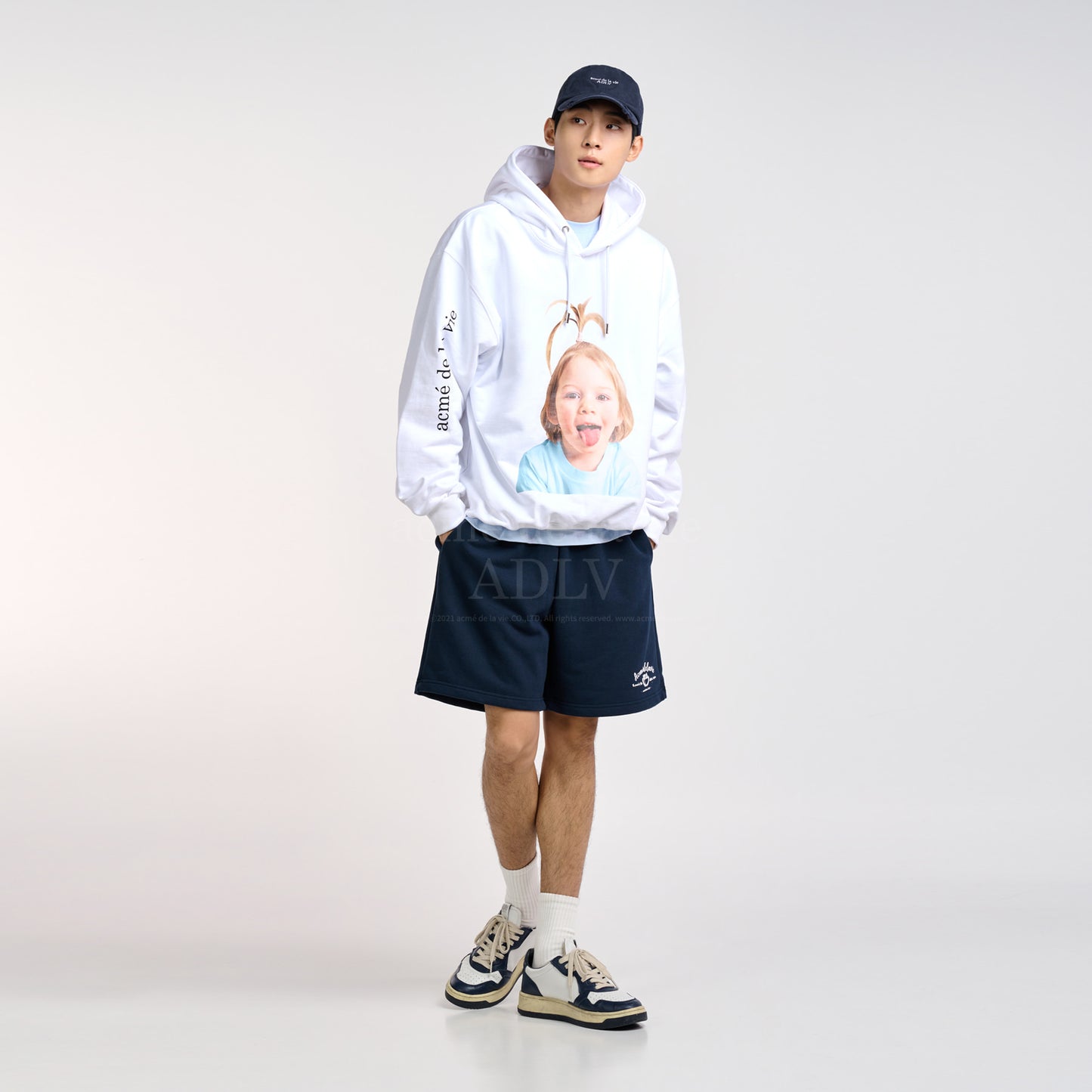 ADLV Baby Face Apple Hair Boy Hoodie White