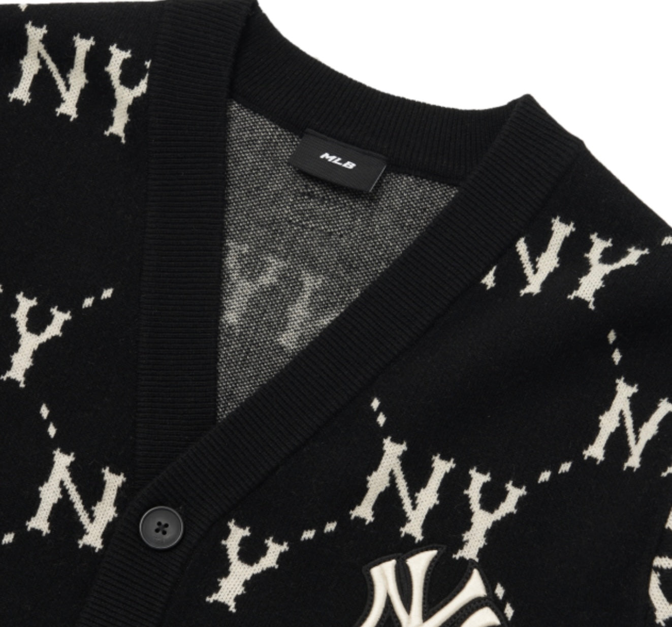 MLB Diamond Monogram Front Panel Pattern Cardigan New York Yankees