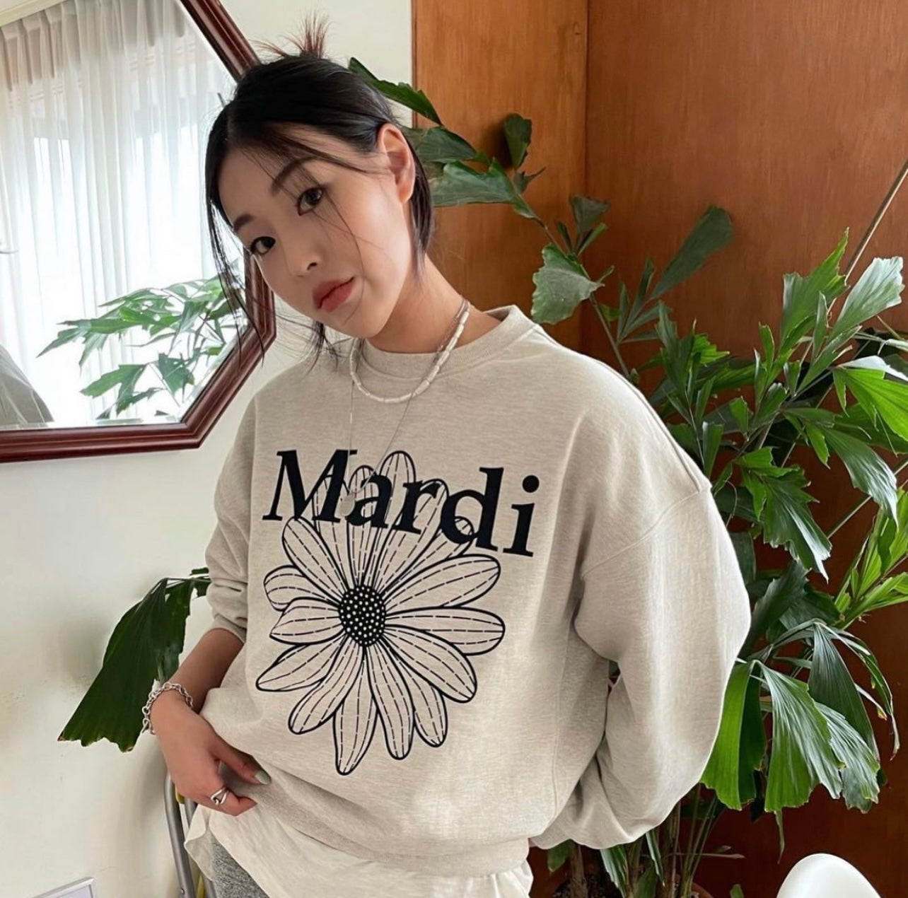 Mardi SWEATSHIRT FLOWERMARDI_OATMEAL BLACK