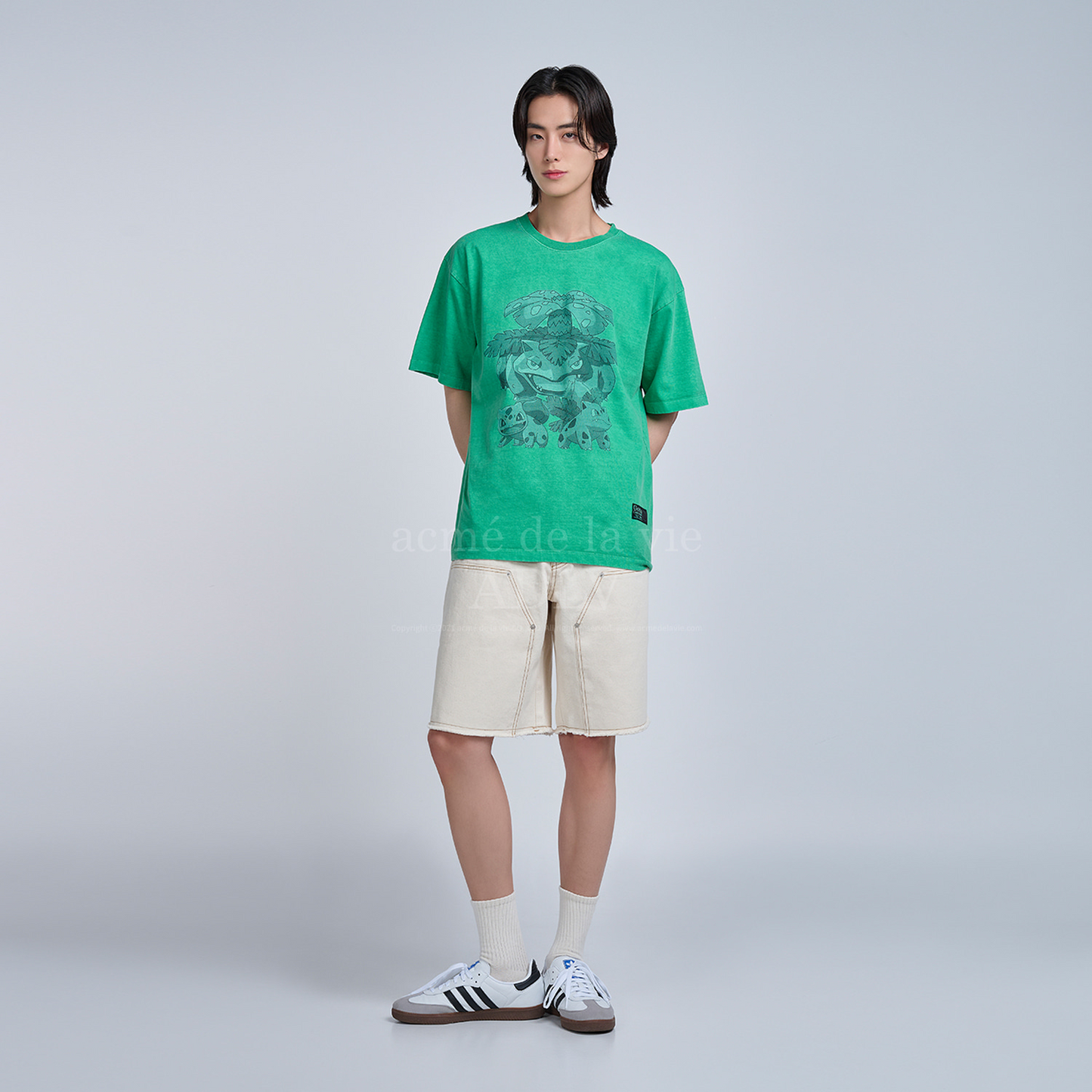 ADLV Pokémon ISANGHAESSI EVOLUTION PIGMENT SHORT SLEEVE T-SHIRT GREEN