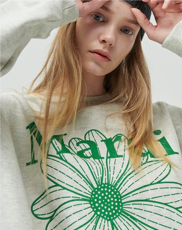 Mardi SWEATSHIRT FLOWERMARDI_OATMEAL GREEN