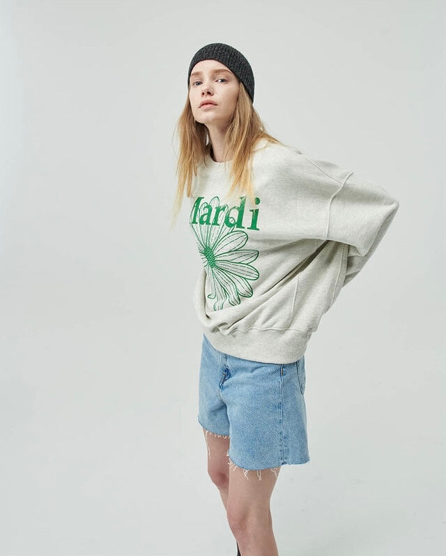 Mardi SWEATSHIRT FLOWERMARDI_OATMEAL GREEN