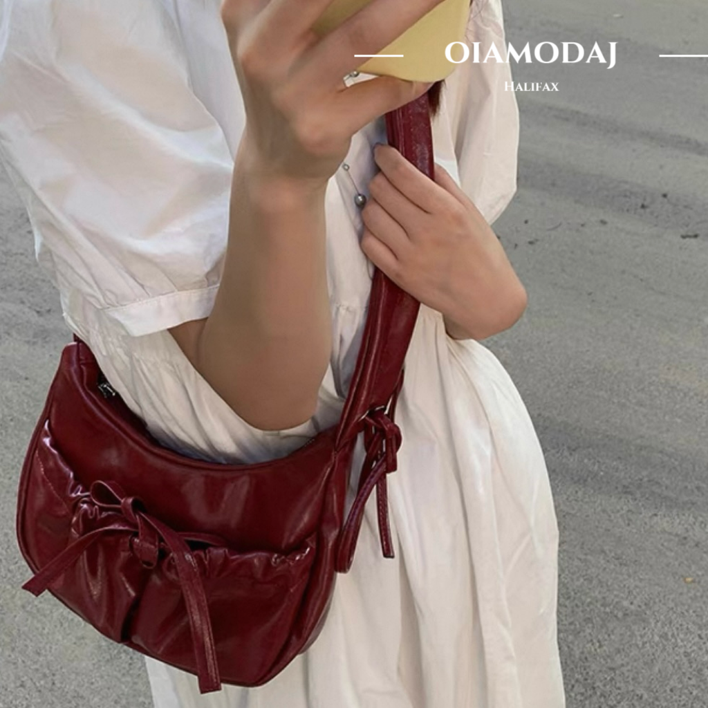 Bow-Detailed Scrunched Strap Bag （3 Colors）