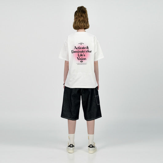 ADLV Back Spread Slogan Short Sleeve Tee Pink