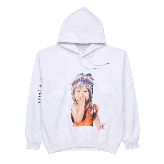 ADLV Baby Face Indian Boy Hoodie White