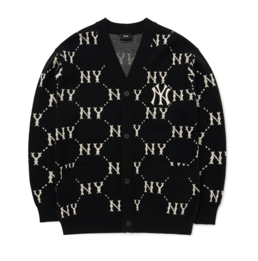 MLB Diamond Monogram Front Panel Pattern Cardigan New York Yankees