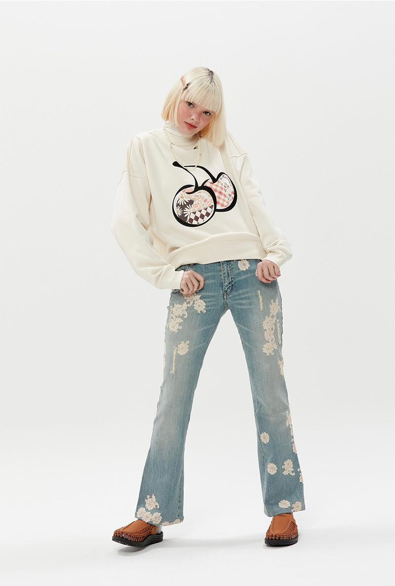 KIRSH Big Cherry Patchwork Sweatshirt Ka (Ivory)