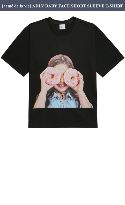 ADLV Baby Face Donuts Girl Short Tee Black