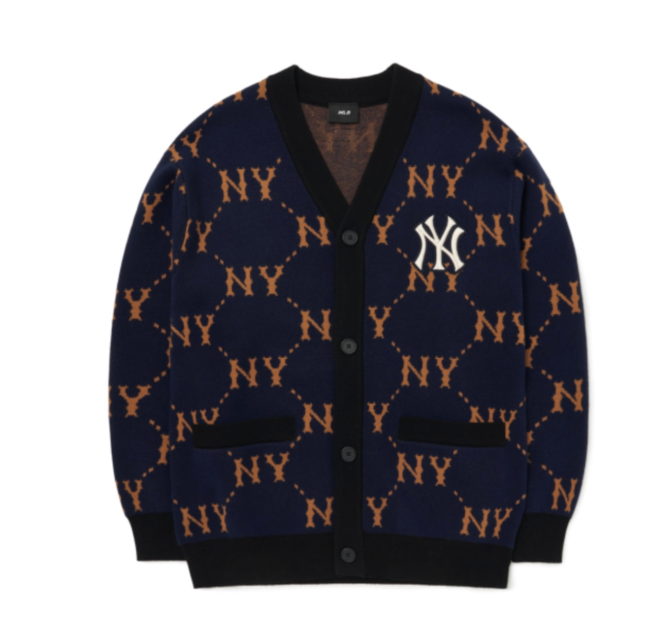 MLB Diamond Monogram Front Panel Pattern Cardigan New York Yankees