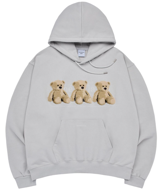 THREE BOUCLE BEAR HOODIE